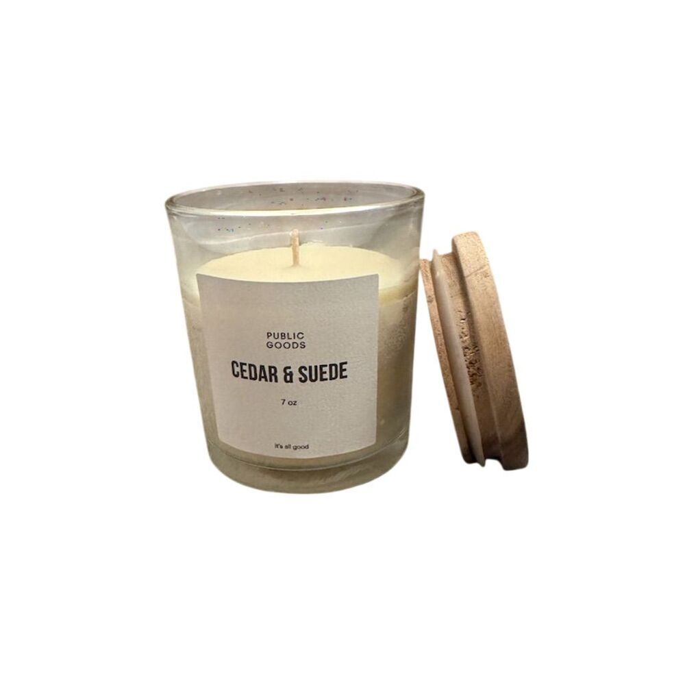 Public Goods Cedar & Suede Scented Soy Candle 7 oz - Picture 2 of 5